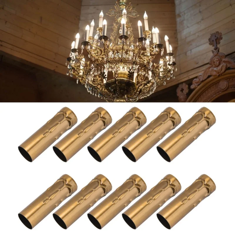 

10 шт. E14 металлическая трубка для держателя лампы-свечи, цоколь лампы, осветительные аксессуары 25x80 мм, золото, бронза