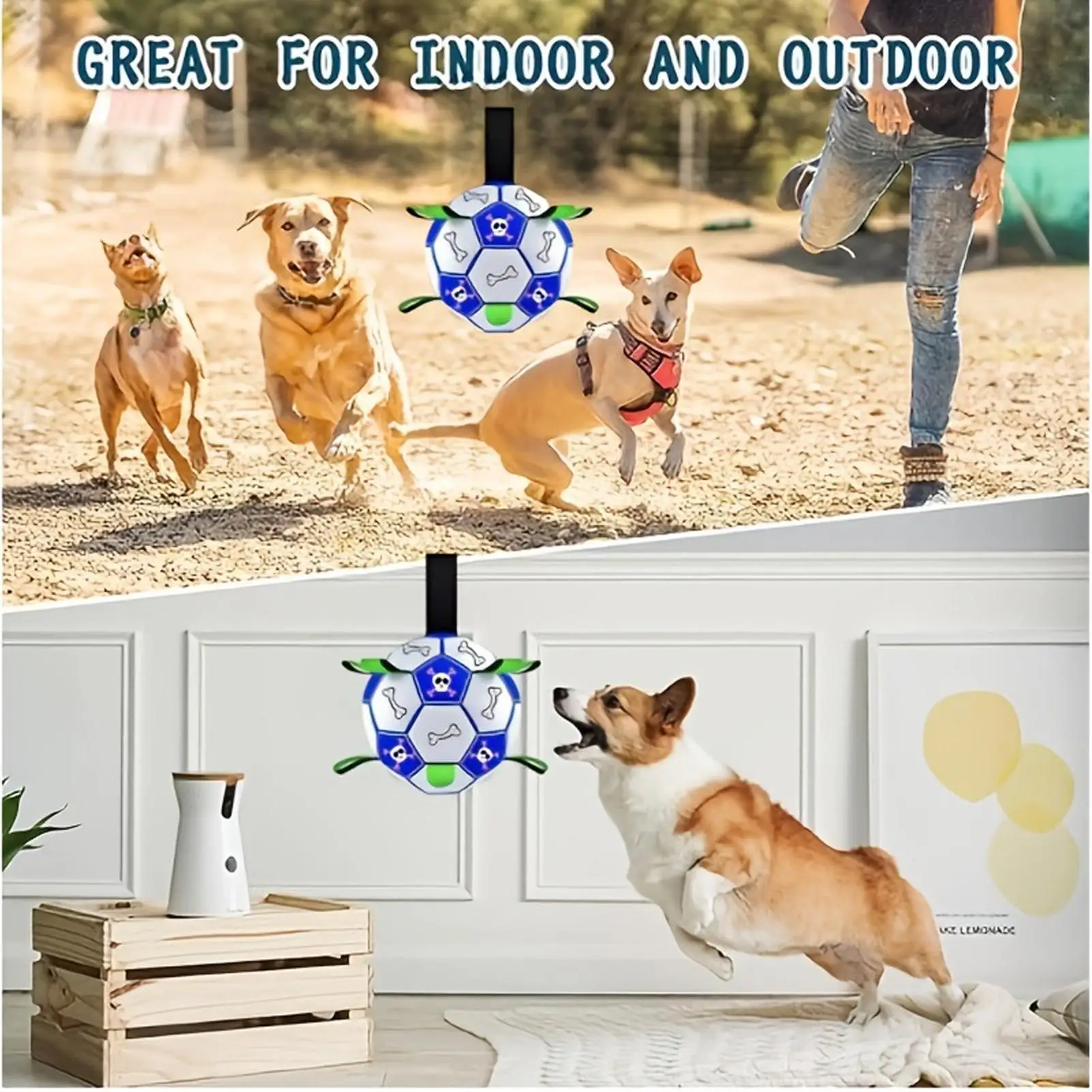 Dog Toy Ball Outdoor Dog Training Toy Soccer Ball Smallto Large Animals Tug Of War Companion For Backyard Lawn Yard Beach Garden view 2