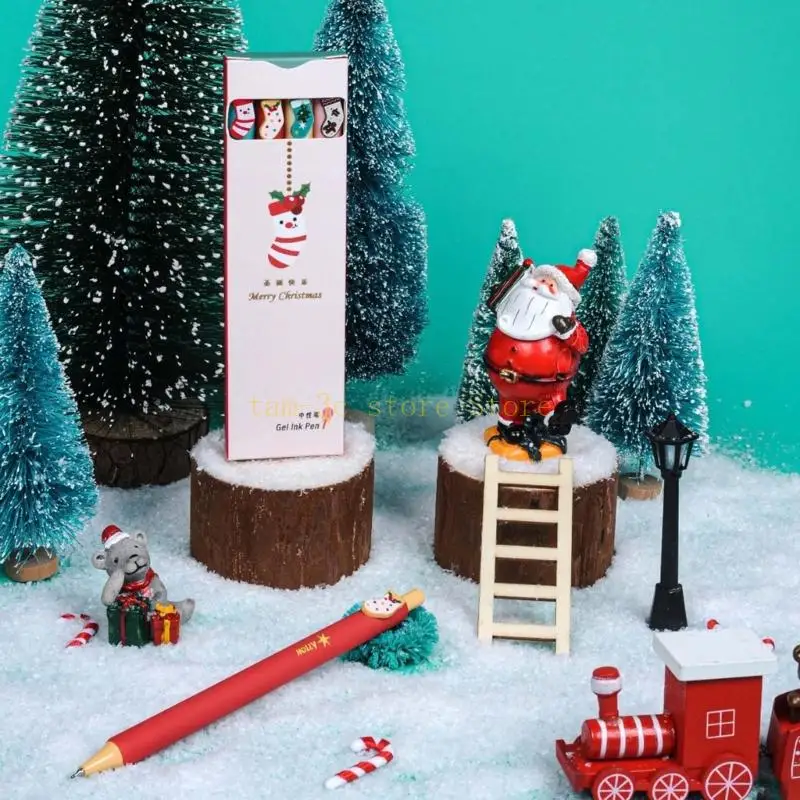 4 ชิ้น/เซ็ตคริสต์มาสชุดปากกา Neutral ปากกาเจลปากกาปากกาลายเซ็นเครื่องเขียนปากกา 0.5 มม.เขียนปากกา Journaling ปากกา D0UA