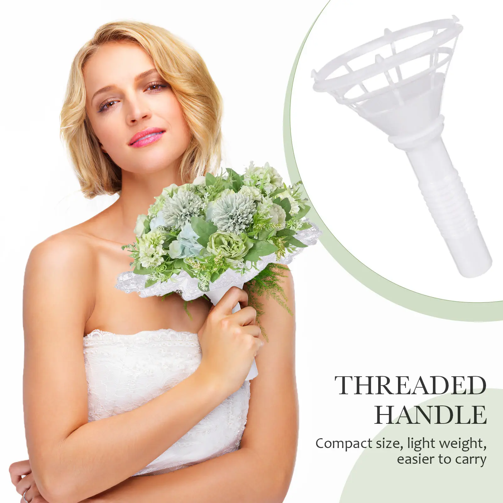 1Set Wedding Bridal Bouquet Holder Foam Half Ball Lace Handle Flower Stand for Fresh and Artificial Flowers Bouquet Holder view 4