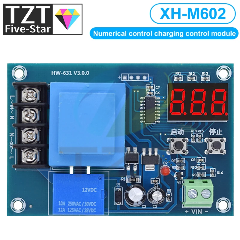 Imagem -03 - Controle Digital Bateria Módulo de Controle de Carregamento ac 220v Carregador de Bateria de Armazenamento de Lítio Interruptor de Controle Proteção Board Xh-m602