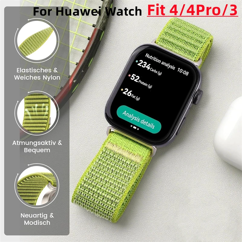Pulseira de nylon para huawei watch fit 4 pro 4 3, pulseira trançada confortável e respirável para huawei watch fit 3 4/4 pro, acessórios