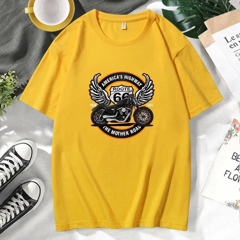 Americas Highway T-Shirts Men Women Round Collar 100% Cotton T Shirt Route 66 Mother Road Oldschool Tee Shirt Big Size Tops