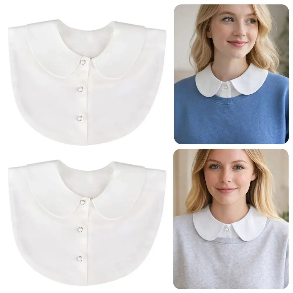 Fashion White Round Collar Korean Style Detachable Fake Collar Cotton Shirt Collar
