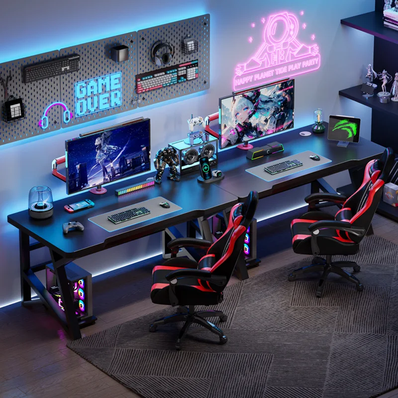 Double computer desk Home bedroom Long desk Simple workbench Desk Side by side Desktop e-sports table