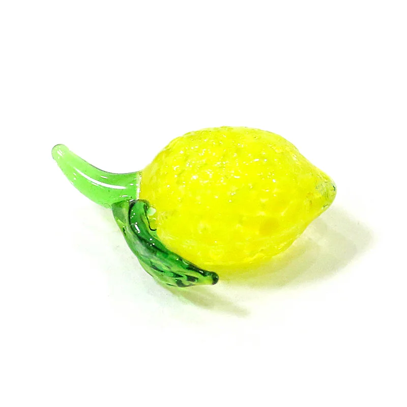 2PCS Cute Glass Lemon Figurines Mini Realistic Fruit Decor Home Tabletop Ornaments Perfect Holiday Party Gifts Festive Present
