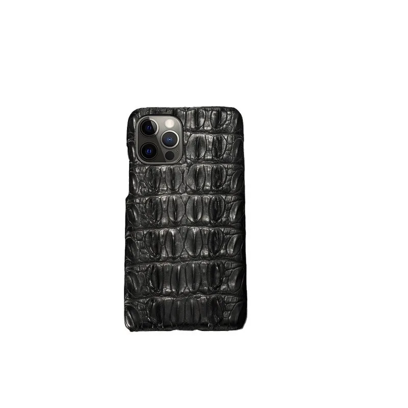 

Applicable to Apple 16ProMax mobile phone case 15plus genuine leather natural half pack 14 crocodile tail 13 protective case
