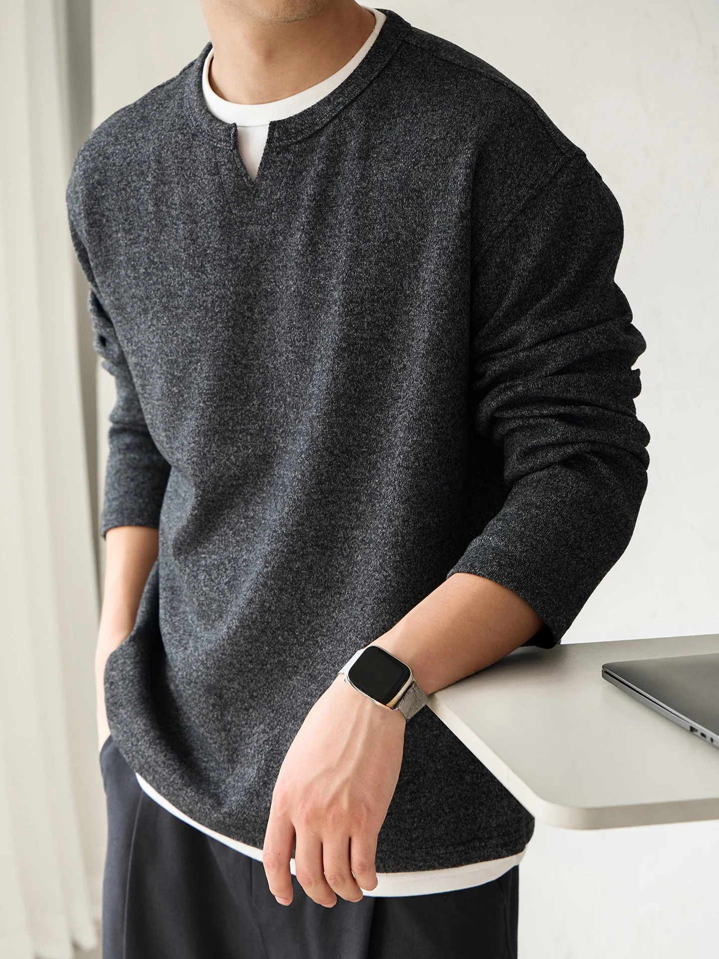 Loose Fit V-Neck Men's Hoodie Casual Commute Shape Color Block Fake Two-Piece Breathable Sweatshirt Polyester Blend Long Sleeve