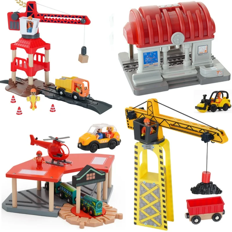 All kinds of Wooden Train Tracks Accessories Wooden Bridge Tunnel Urban Rail Overpass fit for Wood Tracks Toys Toy Scene