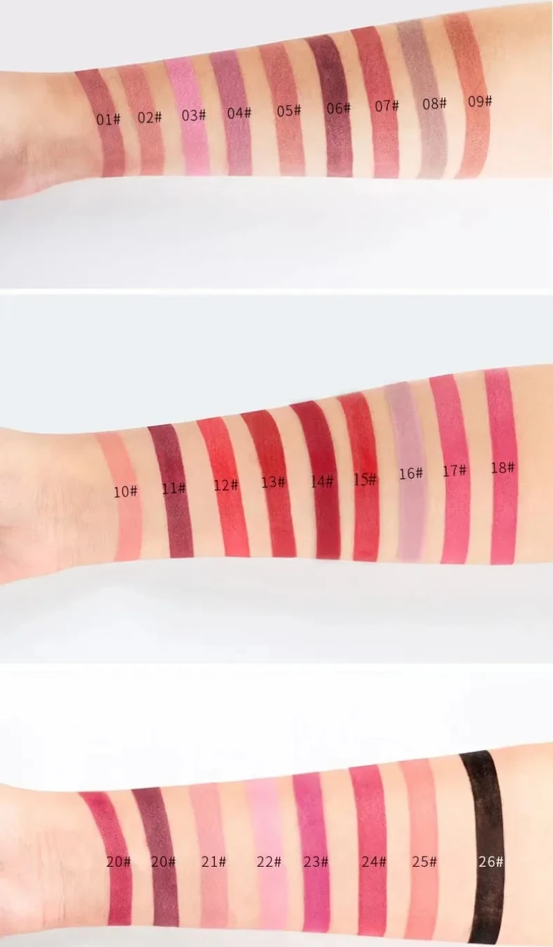 새로운 섹시 누드 26 컬러 화장품 립 스틱 모이스처 라이저 오랫동안 지속되는 입술 Batom 메이크업 매트 블랙 립스틱 방수 메이크업