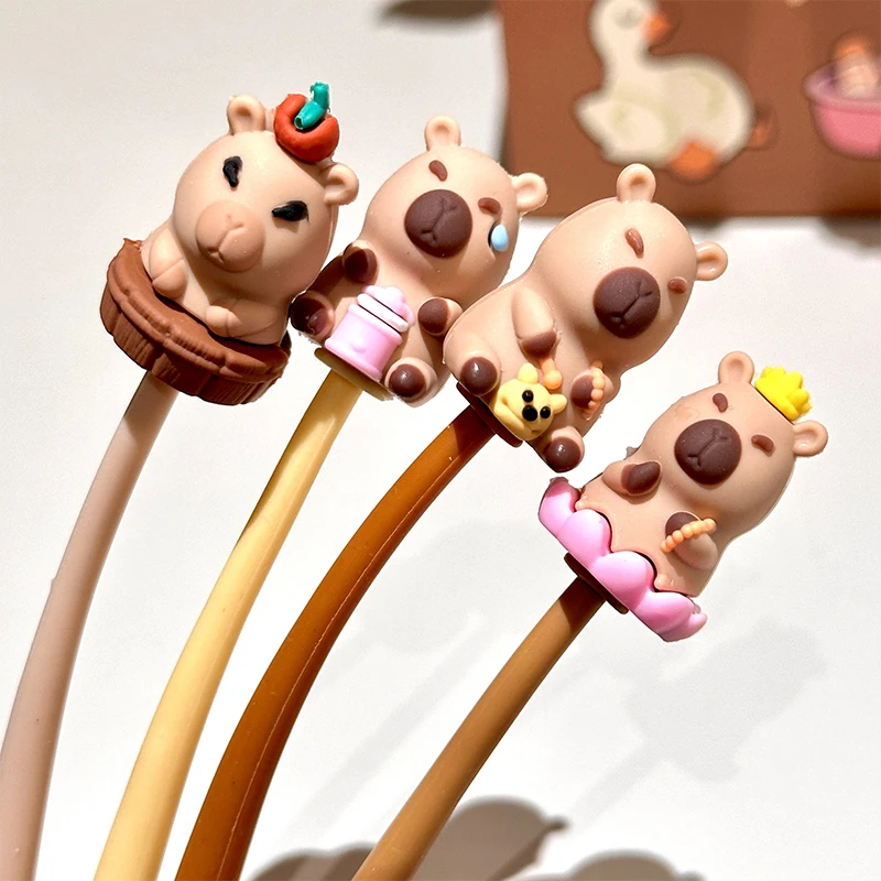 1/5Pcs Cute Funny Capybara Animals Gel Pens Cartoon Fashion Soft Signature Pen School Office Supplies Student Stationery Gifts