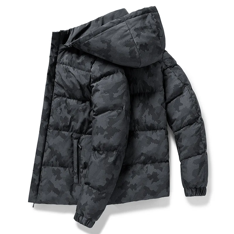 

Men Jacket Removable Hoodie Thickened Camouflage Padded Jacket Winter Cotton Coat Trendy Warm Jacket Down Cotton-Padded Parka