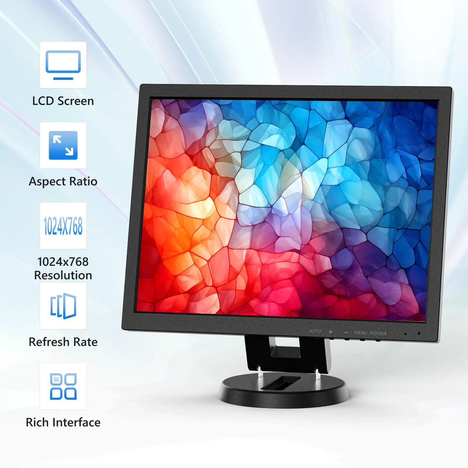 Eyoyo 14 Inch LCD HDMI Monitor 1024x768 Small VGA Display Desktop Monitor for Security Cameras with HDMI&VGA&AV&BNC Input, Built-in Speakers, Support Remote Controller, External Display For Computer/PC/Laptop/CCTV Monitring