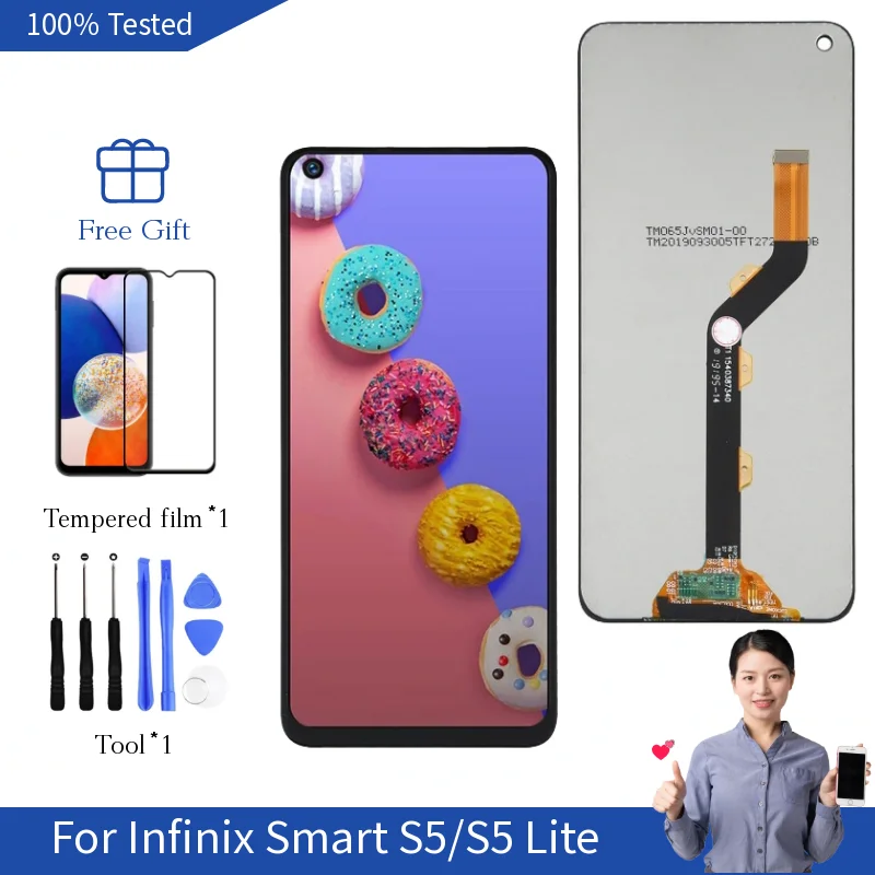 

Сменный сенсорный экран X652 для Infinix Smart S5 дисплей X652B X652C дигитайзер для Infinix Smart S5 Lite 6,5"