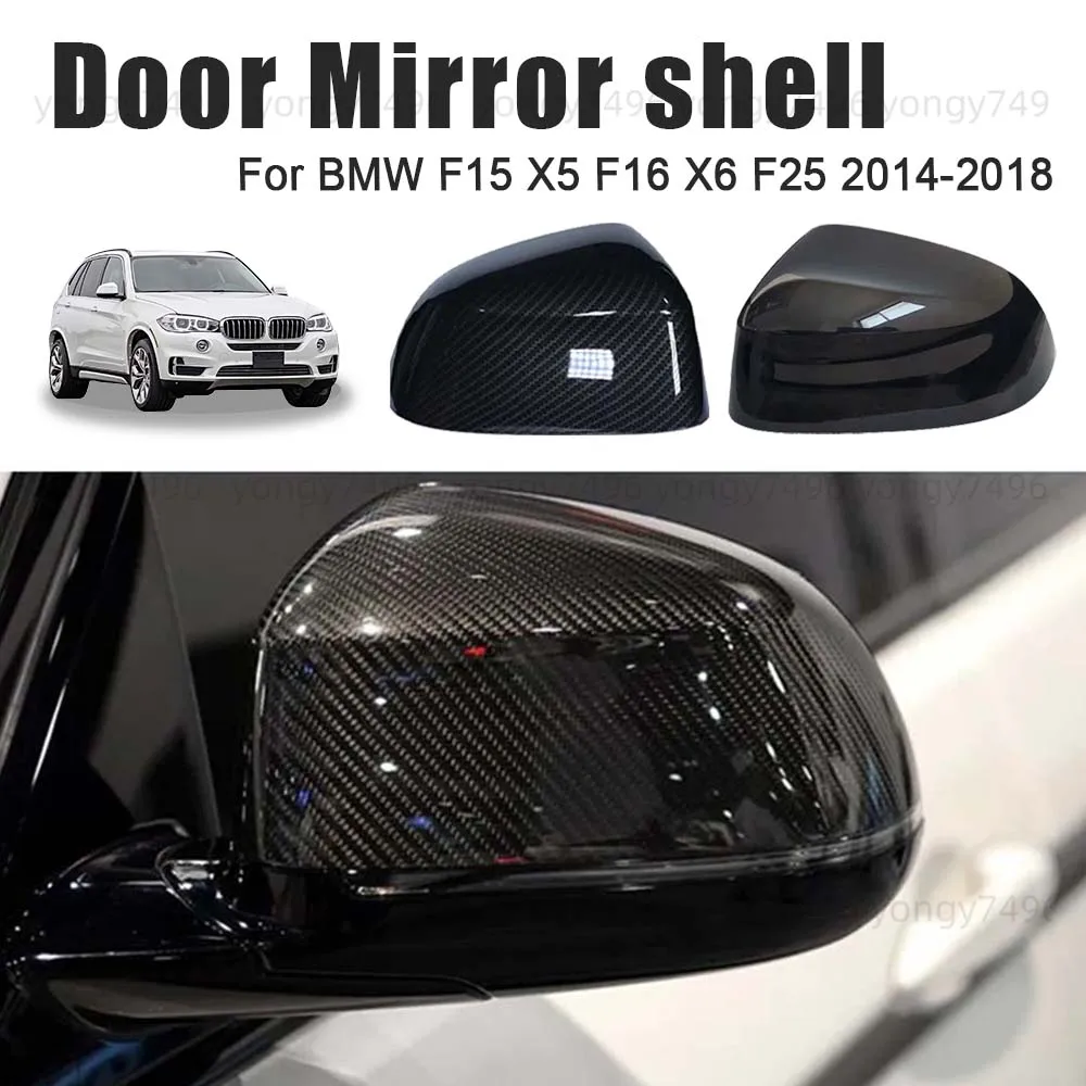 

Protective Cover Door Mirror Shell For BMW F15 X5 F16 X6 F25 2014 2015 2016 2017 2018 Charred Black Carbon Fiber Accessories