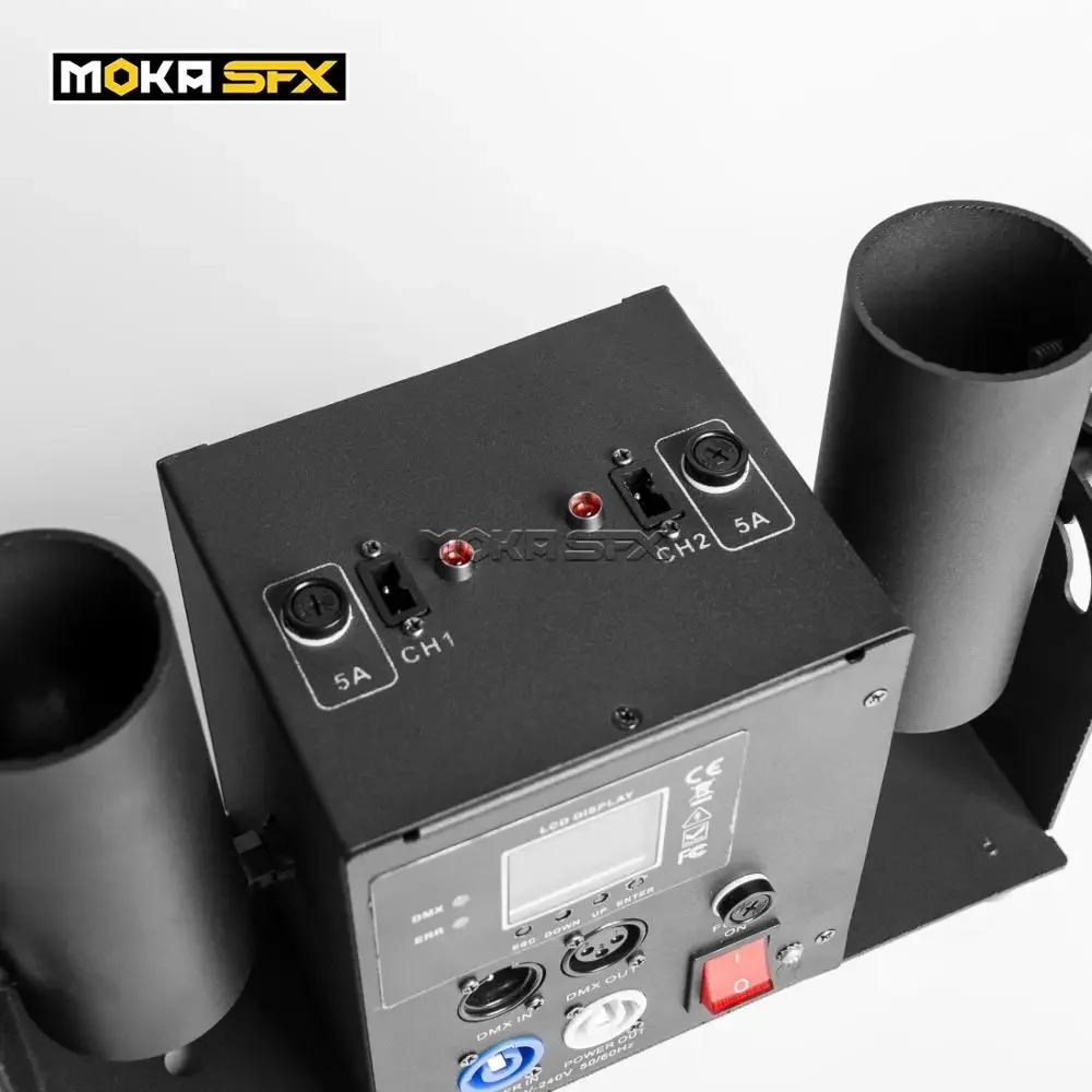 Imagem -03 - Moka Sfx Tiro Máquina Confetes Duplo Tiro Streamer Lançador Elétrica Confetes Blaster Dmx Controle Remoto Confetes Canhão