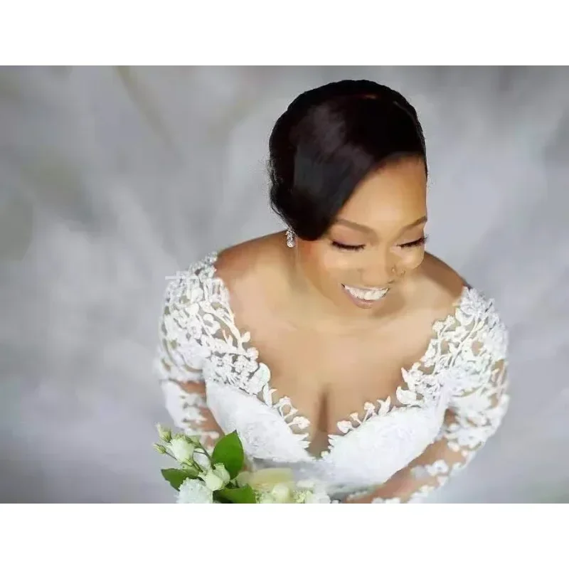 Suknia ślubna syrena na zamówienie, wysoka jakość, luksusowa, szyta na miarę, afrykańska.