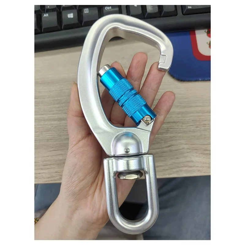ABUS-スイベル カラビナ クリップ 360 °   回転可能なカラビナビッグ自動ロックカラビナ C リングクライミング機器サバイバルレスキュー