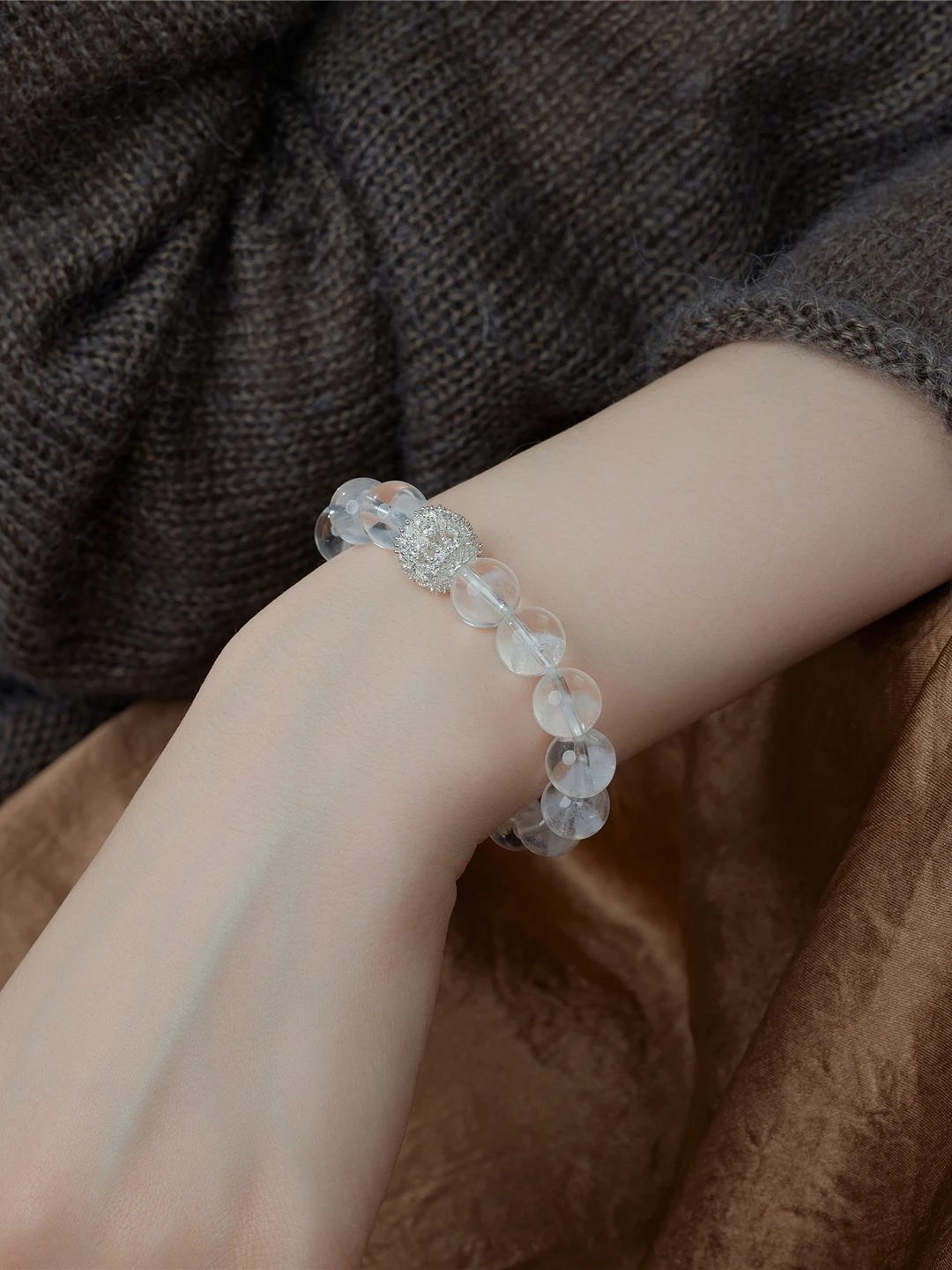  Crystal Lace Flower Ball Bracelet Pyramid White Ghost Simple Transparent High Quality Fashion Jewelry for Women