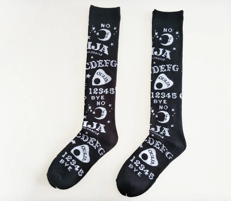 Fashion Harajuku Knee High Women Socks Streetwear Moon Star Gothic Punk JK Girl Sock Skull Cool Japanese Korean Long Sox