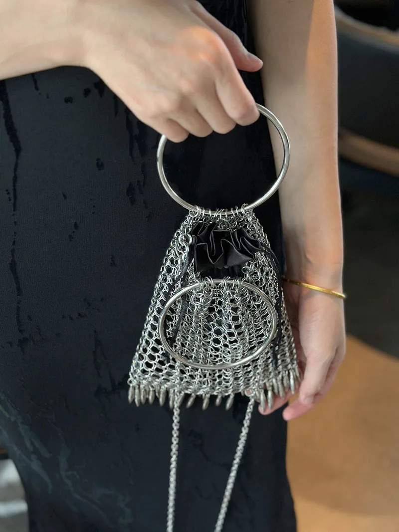 

Handmade Party Wedding Shoulder Crossbody Bags New Metallic Hauberk Women Bag Handbag