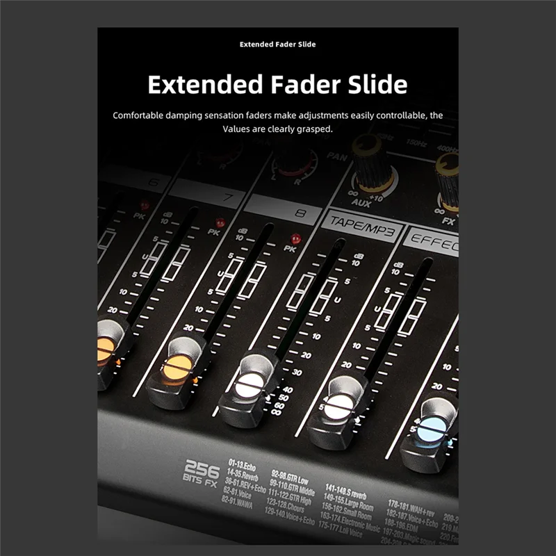 

N88R Professional Audio Mixer GAX-PA8 Channel Sound Board Console Mixing Desk System Interface Built-In 256 Reverb Effect EU Plu