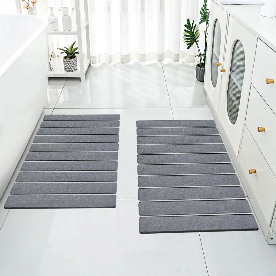 

2 Pack Foldable Stone Bath Mats for Bathroom Super Absorbent Diatomaceous Earth Bath Mat Quick Dry Bath Rug Drying Mats with Non