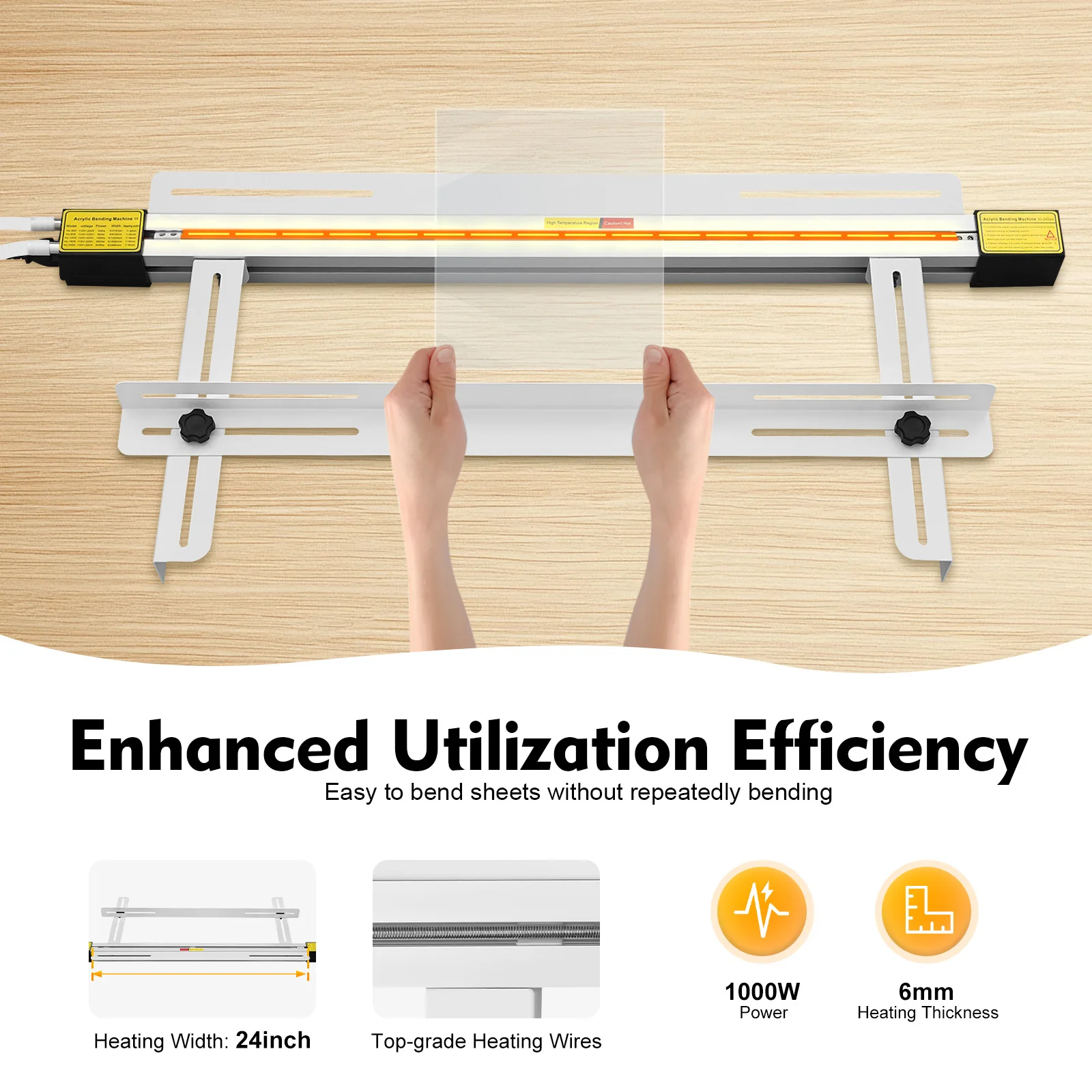 80 cm Acryl-Biegemaschine, 1000 W, einstellbare Temperatur, Acryl-Biegemaschine für PVC, PP, PC, Kunststoff-Schilderherstellung, EU-Stecker