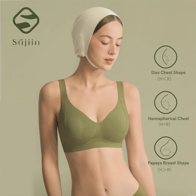 

SUJIIN Plus Size Bras for Women Comfortable Wireless Push Up Full-Coverage Soft Support Bra for Large Breasts Bralettes MX219