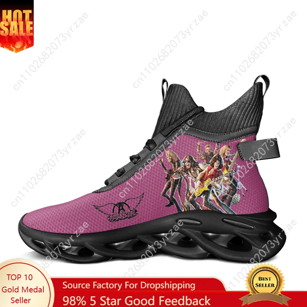 

Aerosmith High Top Flats Sneakers Mens Womens Running Sports Shoes High Quality Sneaker Lace Up Mesh Footwear Customized Shoes