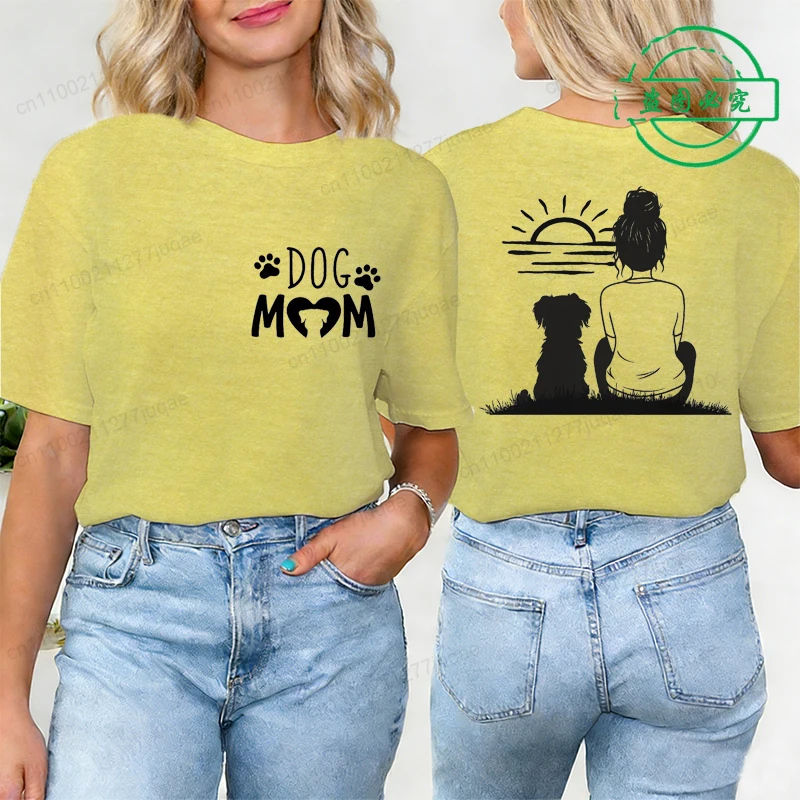 Dog Mom Print Clothing Mama Women T-Shirt Fashion Casual Short Sleeve Tops Novelty T Shirt Minimalist Graphic Aesthetic Clothing