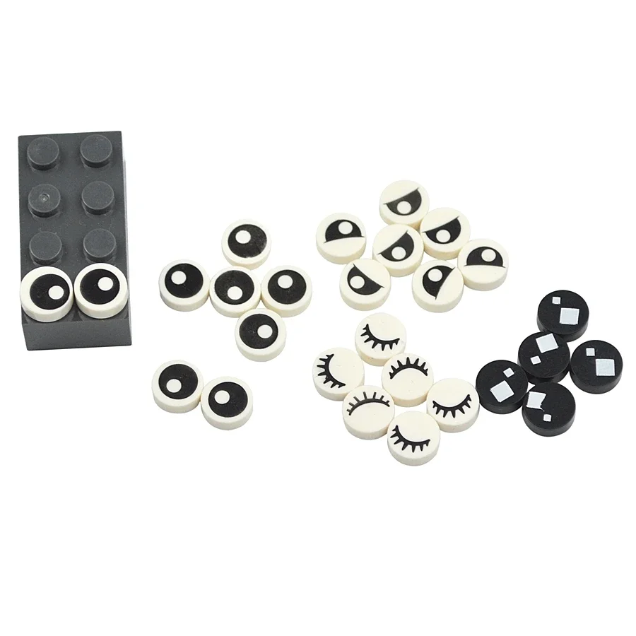 Round Tile Building Blocks Part MOC Bricks Cartoon Eyes 4 Kinds Model Accessories Emotional Expression Compatible 98138