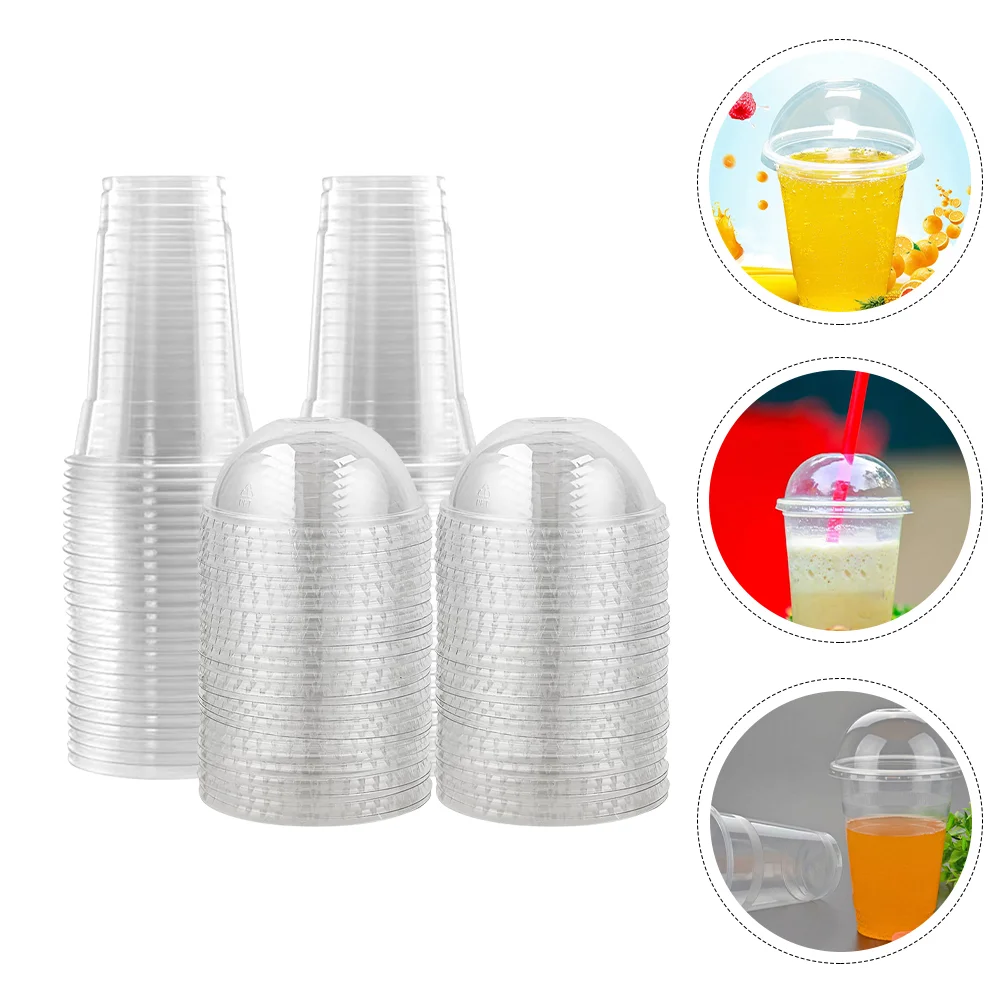 

50 Pcs Portable Juice Cups Multi-function Plastic Transparent Drink Accessory Supply