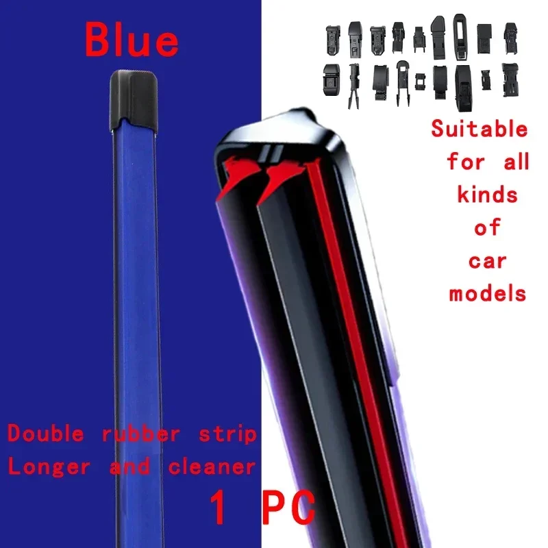 

Blue Car Windshield Wiper blades Universal Soft Double layer Rubber Frameless Bracketless wipers 14" 16" 19" 20" 21" 22" 24"26"