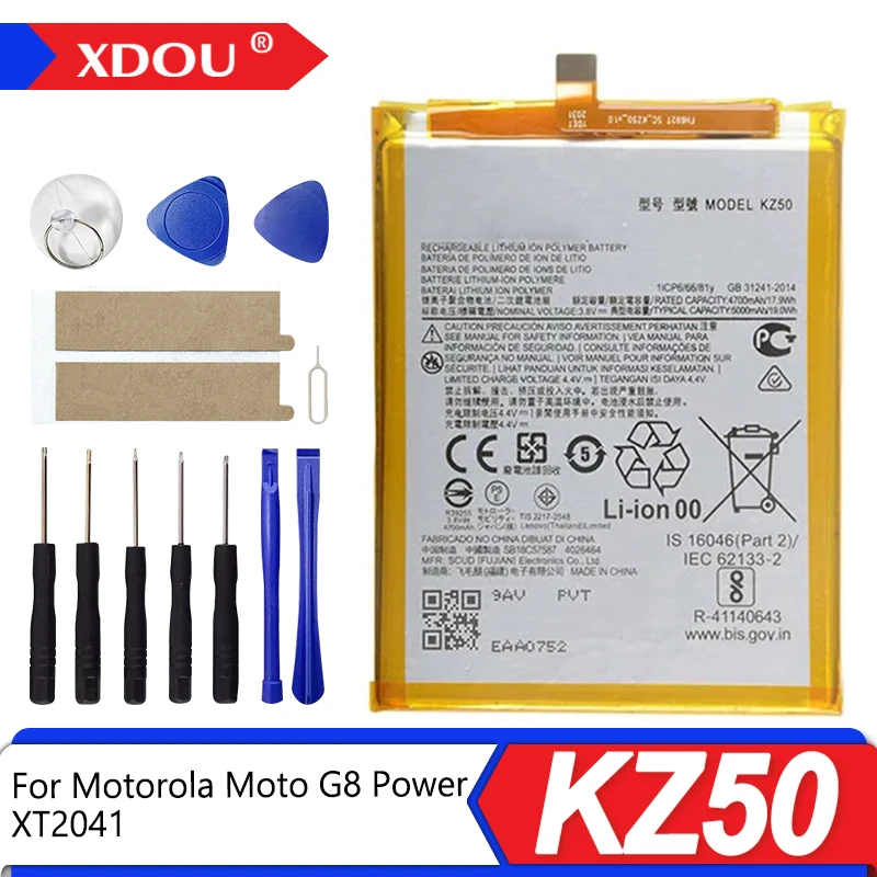 

100% новый аккумулятор KZ50 5000 мАч для Motorola Moto G8 Power XT2041, аккумуляторы для телефона + инструменты