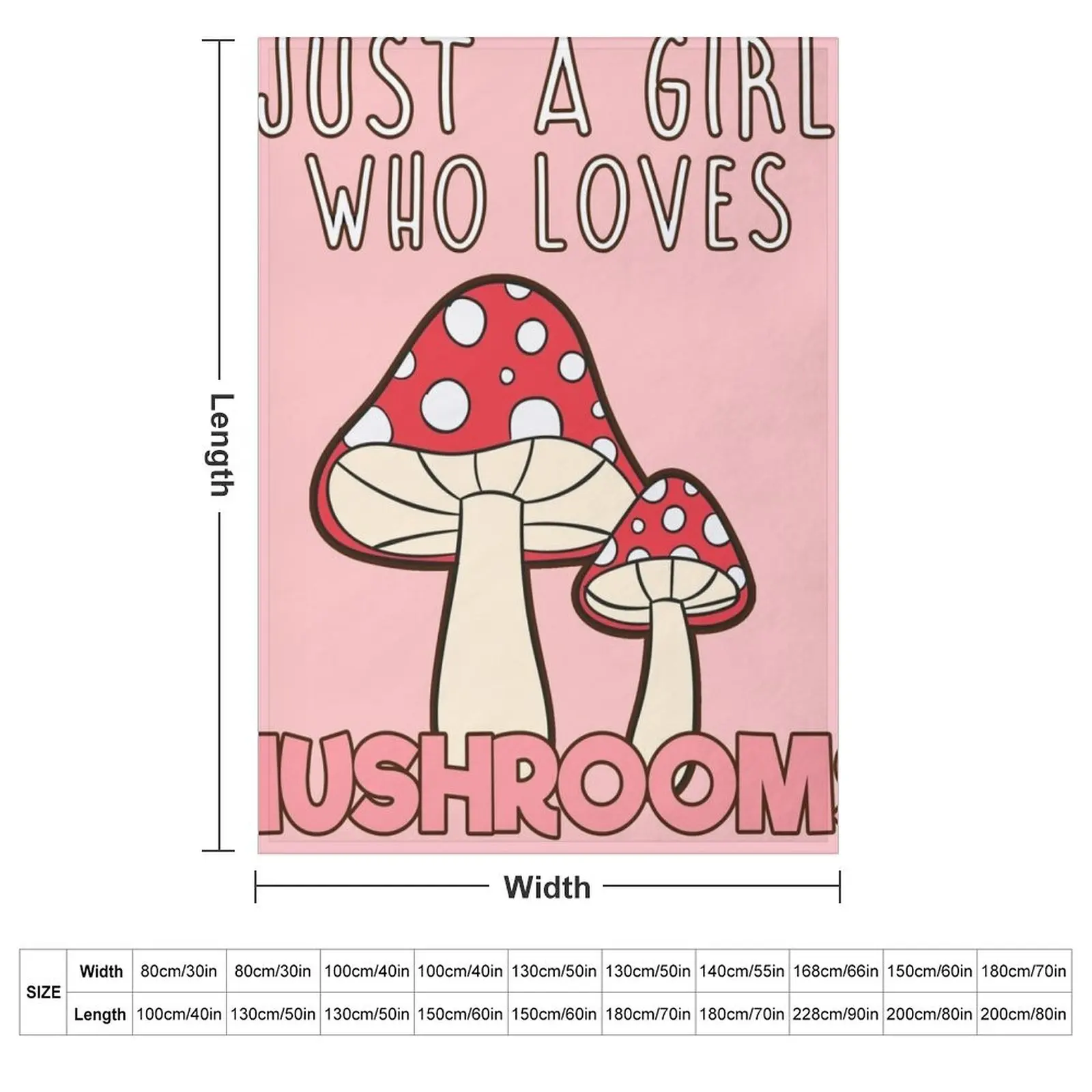 Just A Girl Who Loves Mushrooms. Throw Blanket Plaid Soft Big Sleeping Bag Plaid on the sofa Blankets