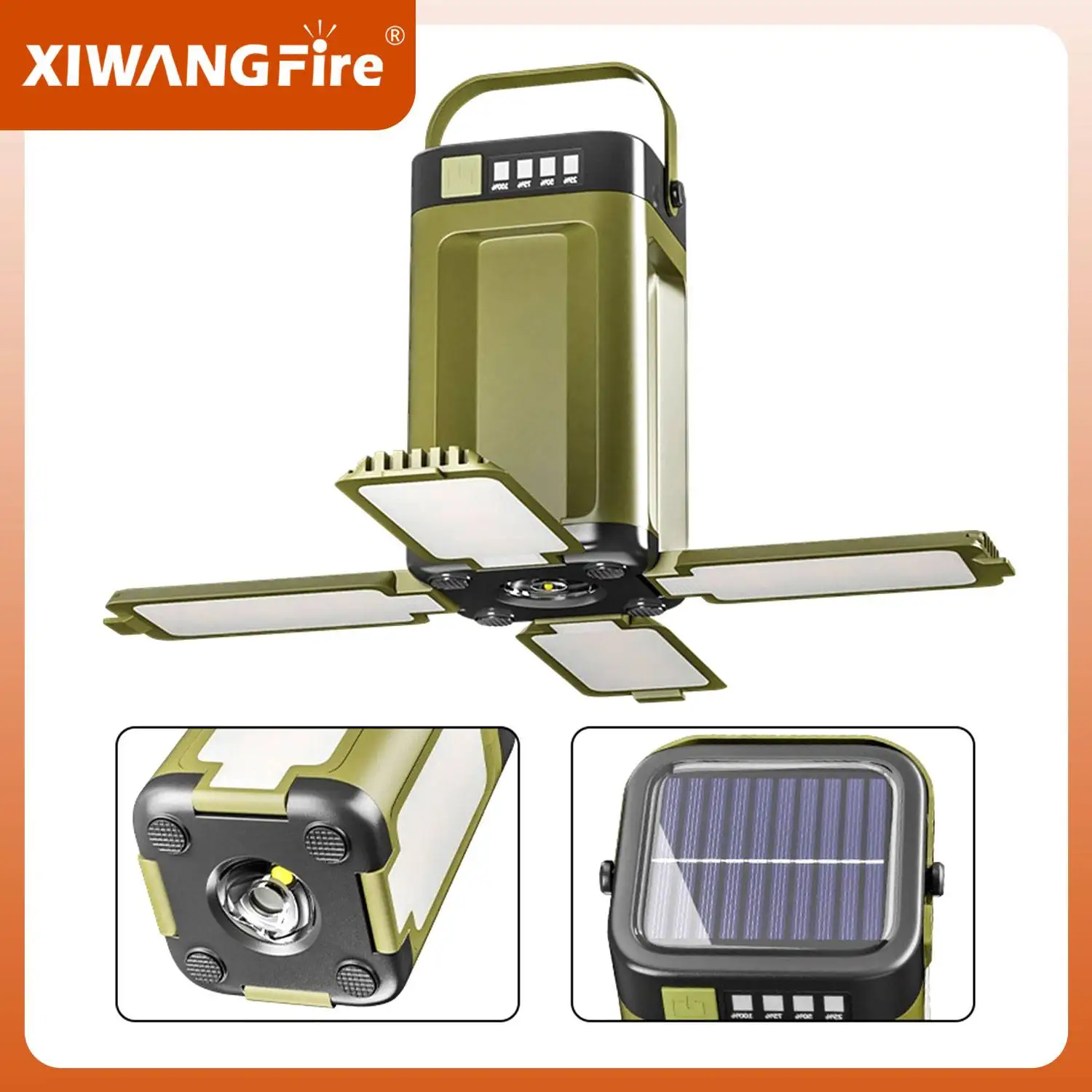 

Super Bright Outdoor Portable Rechargeable Solar Camping Light With Power Bank Hook Hanging Tent Light Emergency Lamp 6 Modes