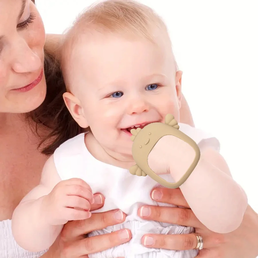 

Not fall off silicone baby teething toys, baby hand held teether pacifier breastfeeding baby, newborn teething toys