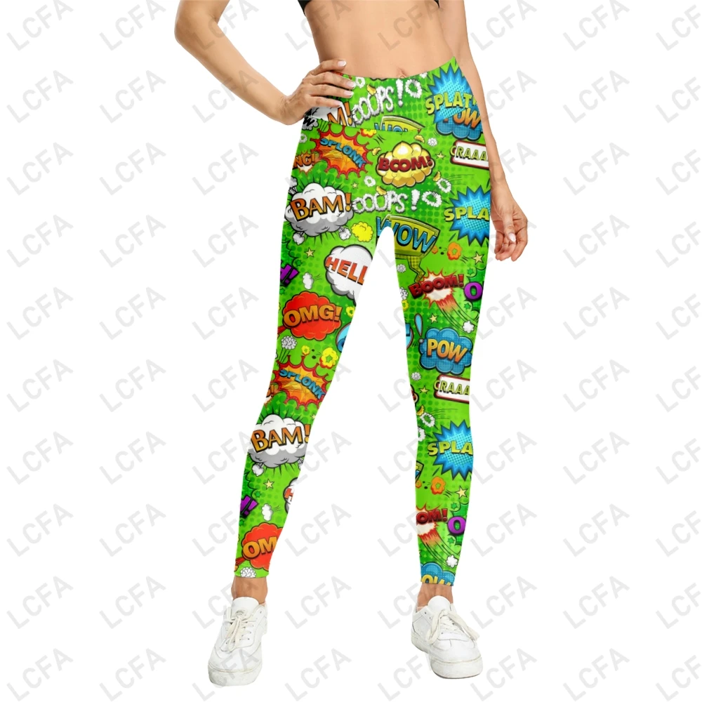 Sport Leggings Frauen 3d Explosion gepflasterte Cartoon bedruckte Strumpfhosen Yoga hosen Sport kleidung Femme Workout Leggins Damen XXS-6XL