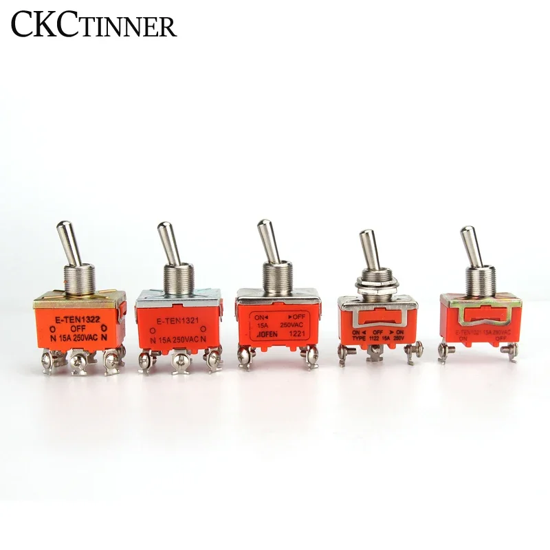 1PCS Power Rocker Toggle Switch  E-TEN 1321 1221 1322 1021 1122 1121 15A /250VAC  Miniature Toggle Switches orange