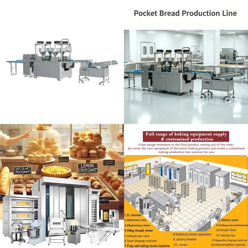 for Automatic Pocket Bread Production Line Industrial Bread Making Machine with Cream Filling Function