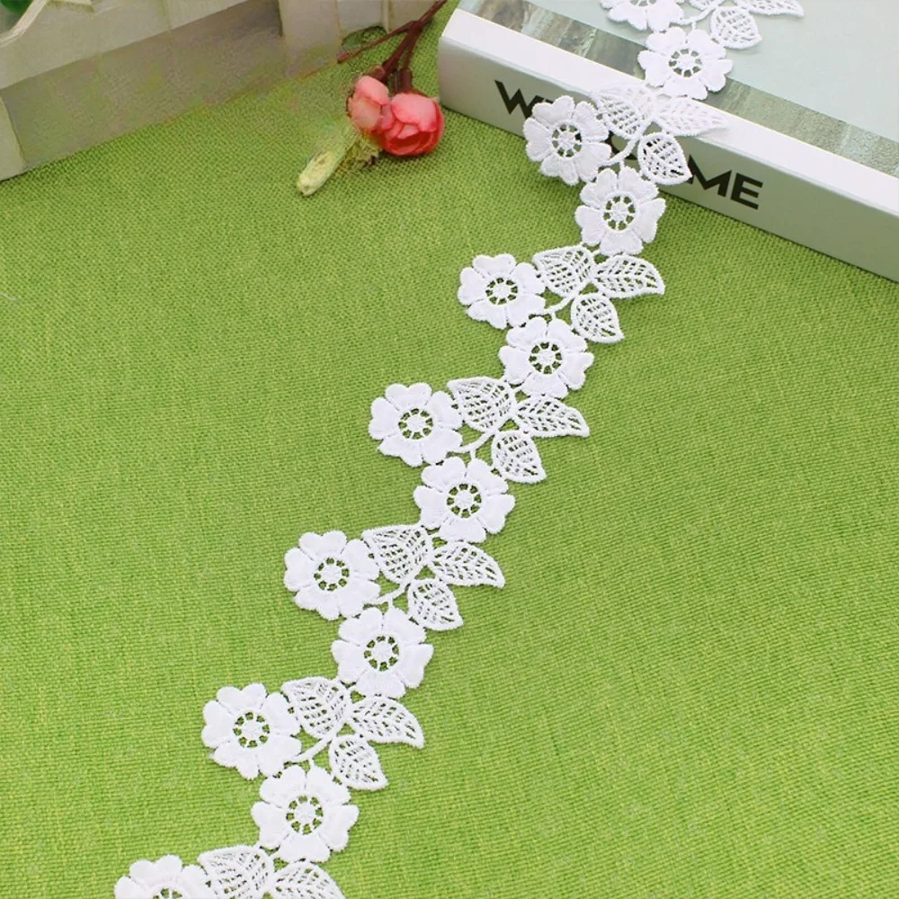 1 Yard White Milk Silk Water Soluble Embroidery Lace Trim 6cm Wide Hanfu Children Dress Skirt Decoration Sewing Accessories