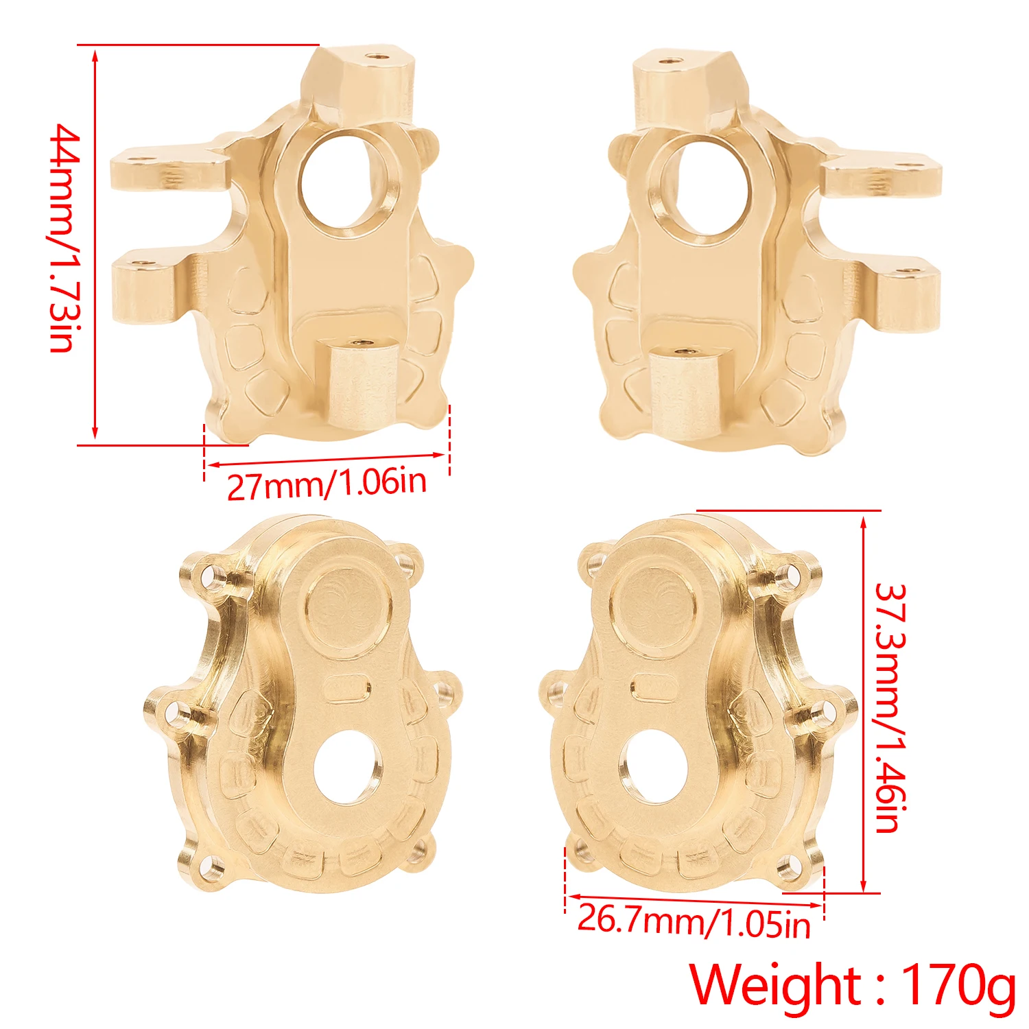 Brass Axle Counterweight Steering Knuckle C-Hub Straight Axle Adapters for Crossrc EMO X 1/8 RC Crawler Car Upgrade Parts