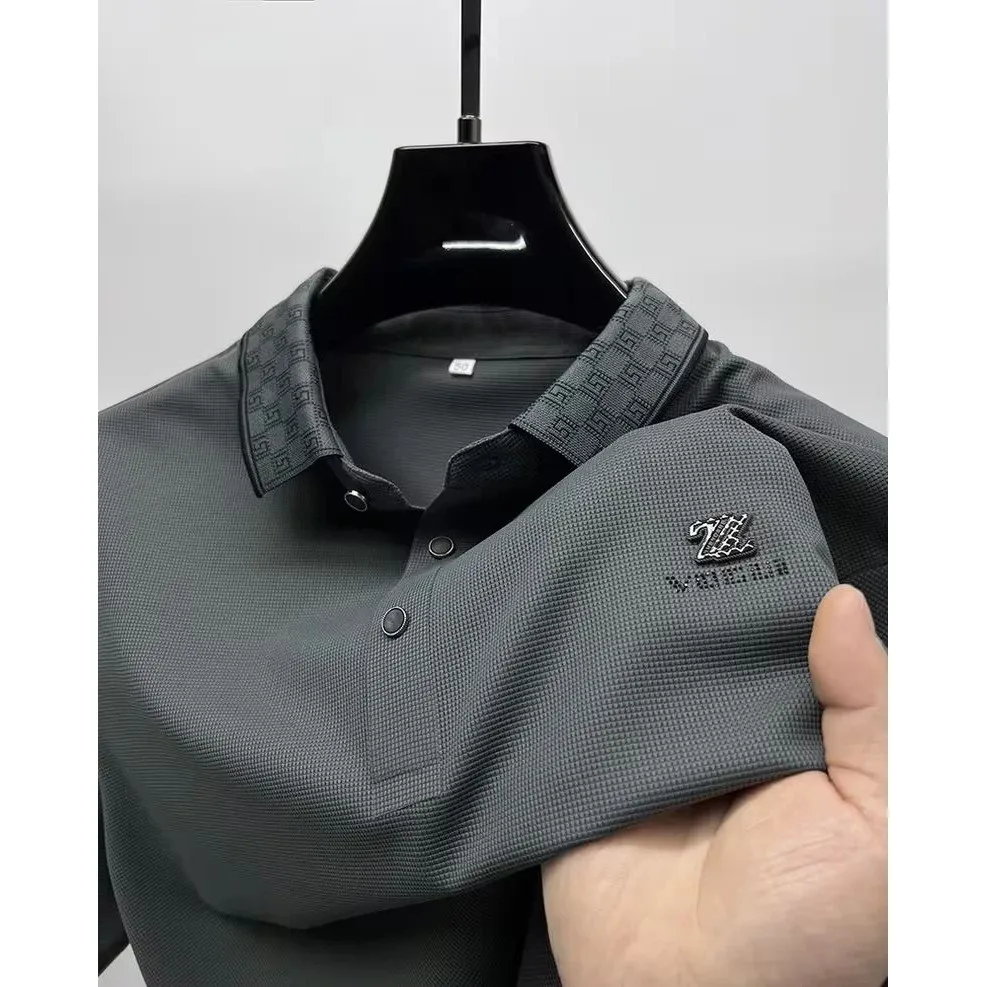 High-End Brand Men's Short Sleeve  Shirt Summer New Fashion Cool Feeling City Walk Clean Fit Style Three Acetate Fiber