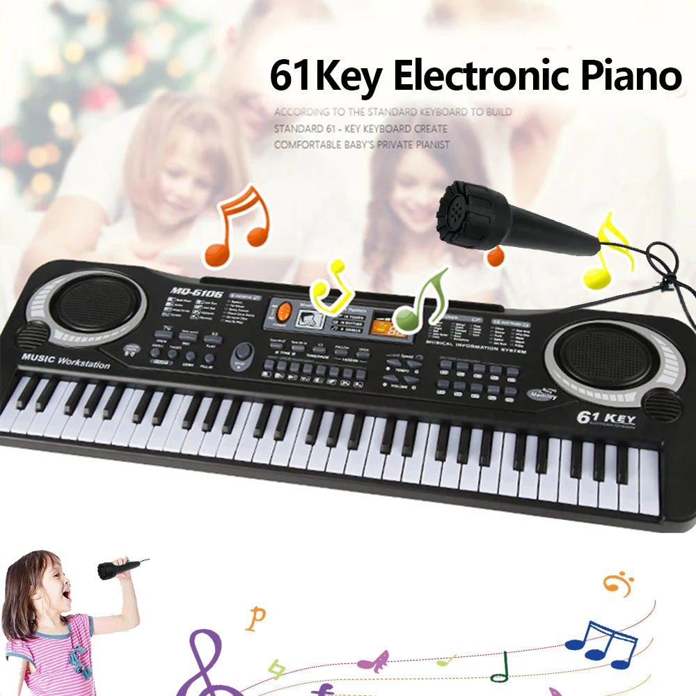 Kids Electronic Piano Keyboard 61 Keys Organ with Microphone / 24 Keys Education Toys Musical Instrument Gift for Child Beginner