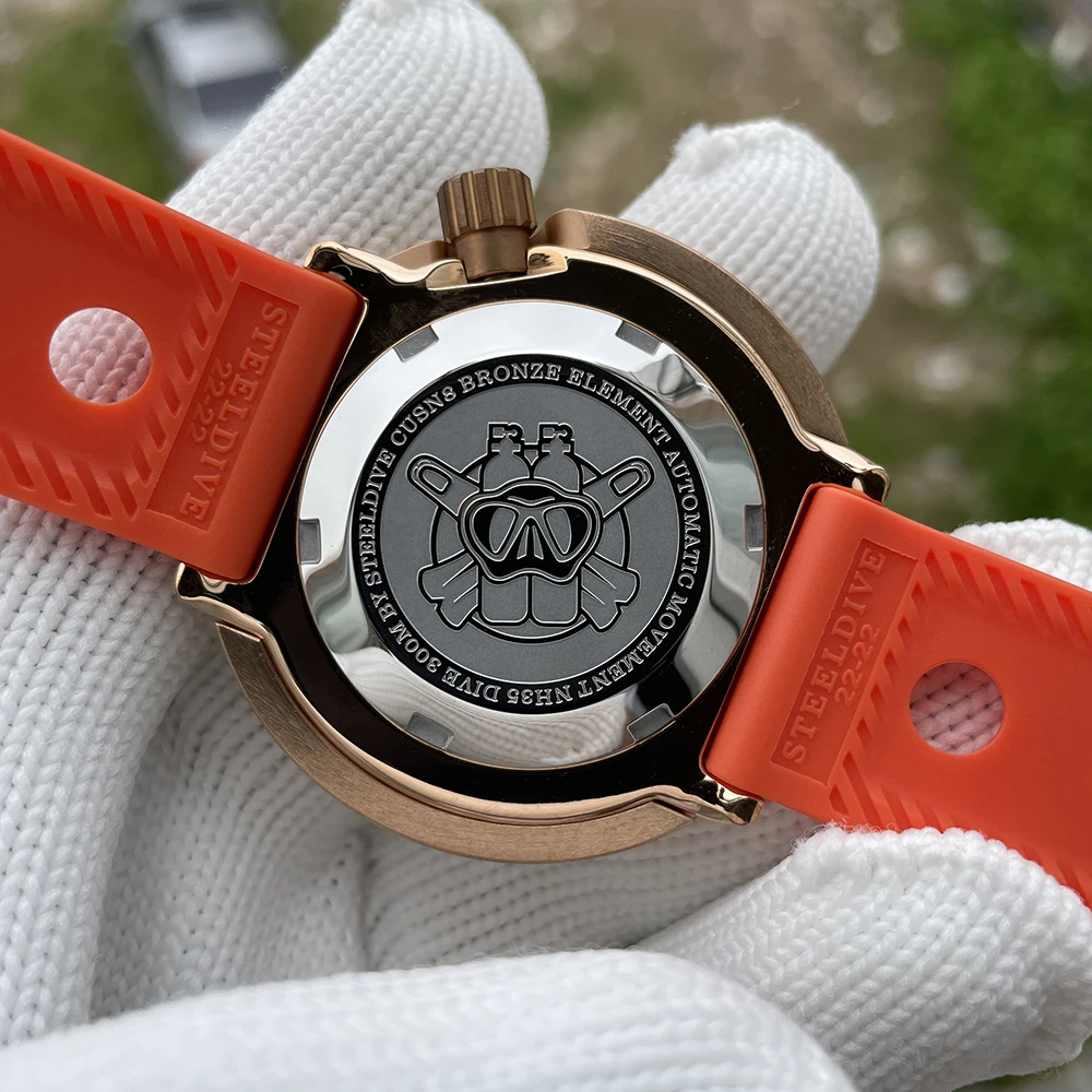 STEELDIVE Men Diver Watch 47.5mm Bronze Tuna Automatic Mechanical Wristwatch Military 30ATM Waterproof Luminous Sapphire NH35