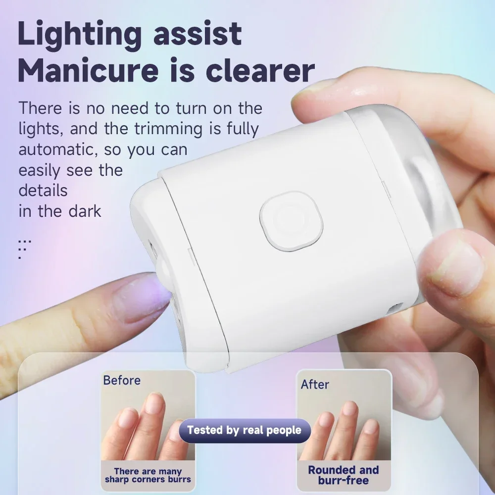 ポータブル電動爪切り LED ライト付き自動爪グラインダートリマー 赤ちゃんと大人用 ミニマニキュアツール