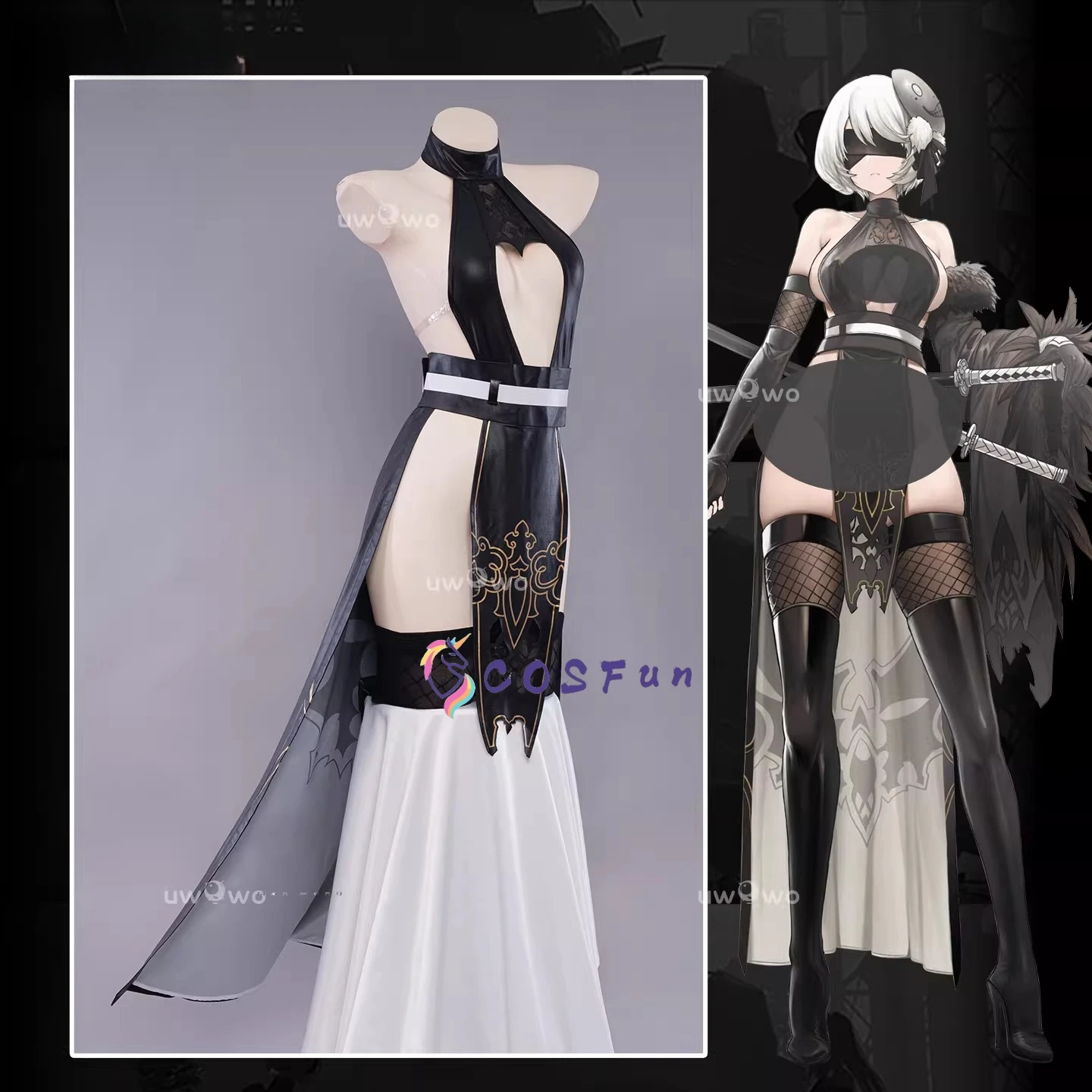 

NieR: Automata YoRHa No.2 Type B Cosplay Costume Role Play Women Girls Sexy Elegant Halloween Party Dress Suit Full Set COSFun