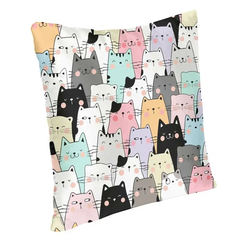 Colorful Cats Kitten Cushion Cover Two Side Print Cartoon Pet Floor Pillow Case for Sofa Fashion Pillowcase Home Decorative