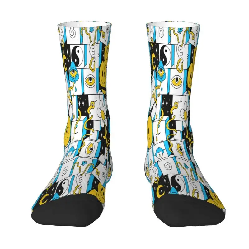 

Crazy Trippy Psychedelic Geometry Mushroom Mens Crew Socks Unisex Funny Spring Summer Autumn Winter Dress Socks
